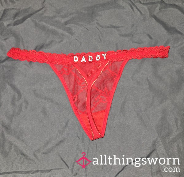 Red Lacey Daddy G-String