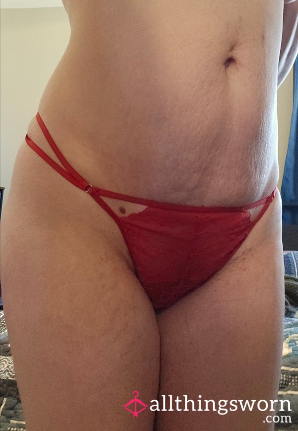 Red Lacey Thong