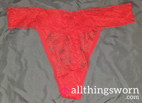 Red Lacey Thong