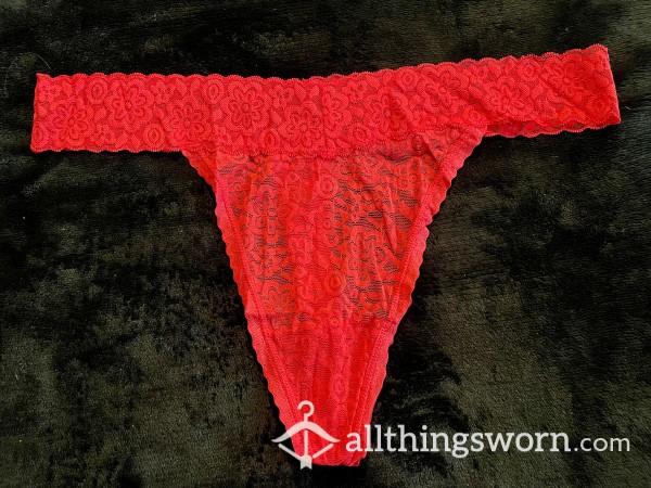 Red Lacy Thong