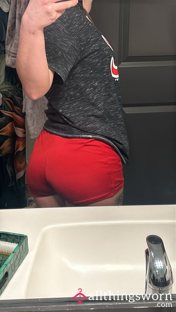 Red Mesh Gym Shorts