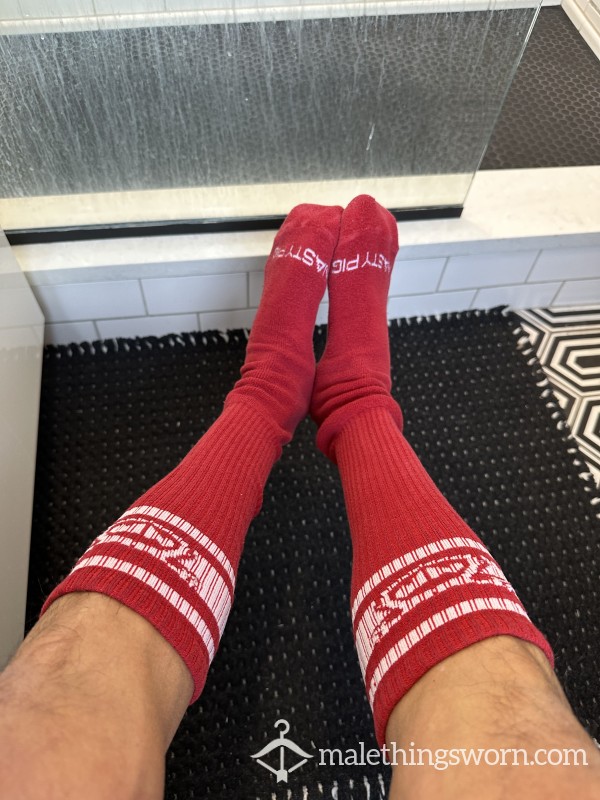 Red Nasty Pig Tube Socks