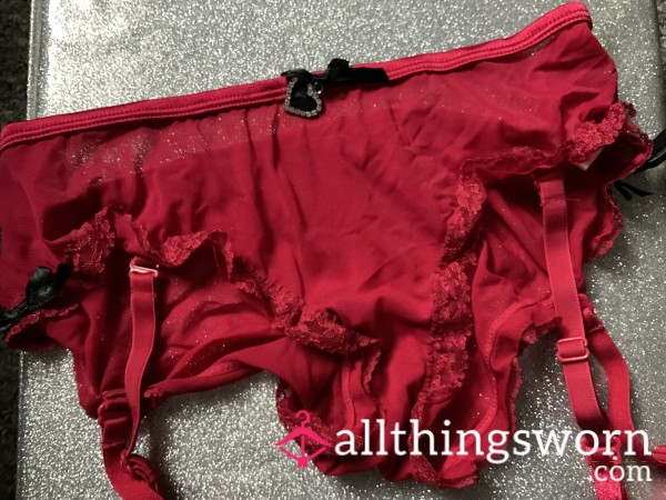 Red Panties With Stocking Clips