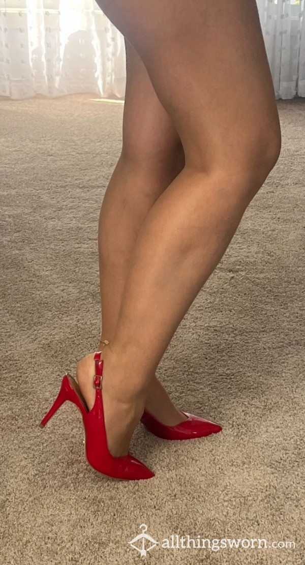 Red Patent Sling Backs