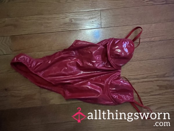 Red Pleather Body Suit With Yummy Scent