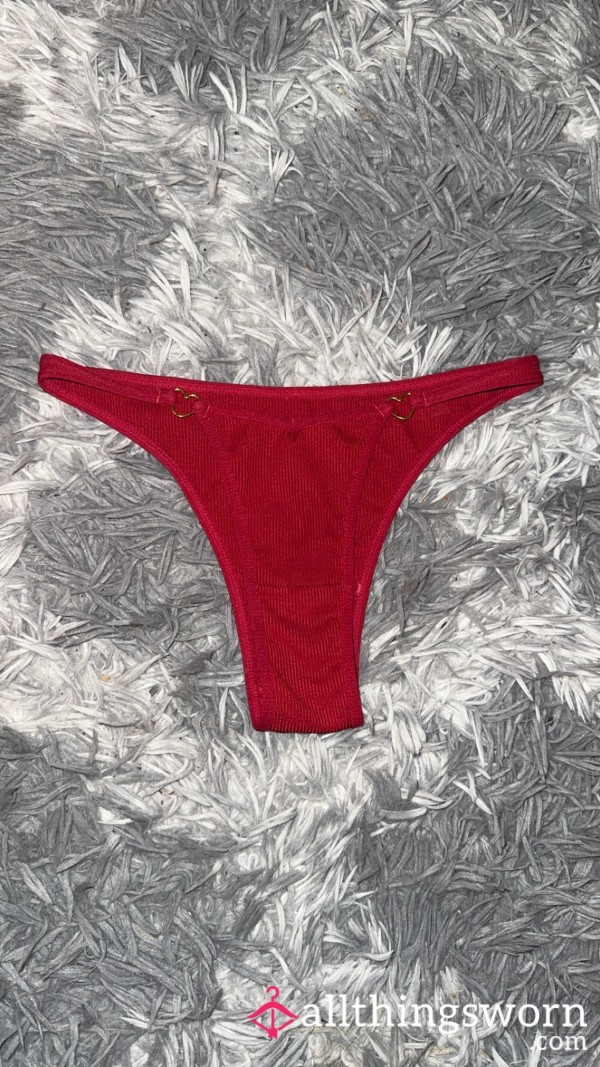 Red Polyester Brazilian Cut Panty