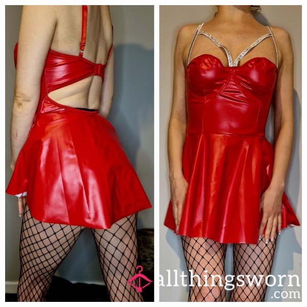 Red Pvc Dress With Panties