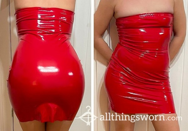 Red Pvc High Shine Dress