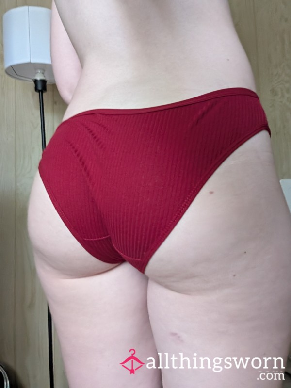 Red Ribbed Cheeky Panties