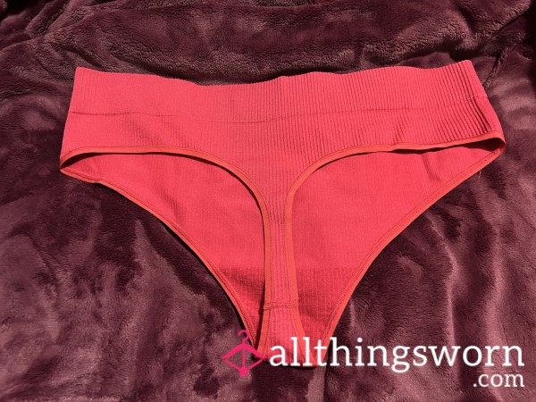 ~RED RIBBED HIGH WAIST COTTON THONG~