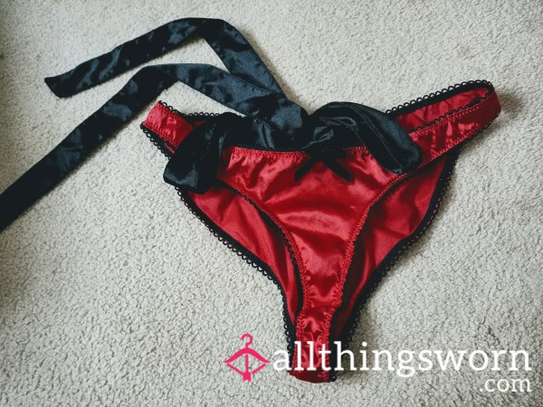 Red Satin P**kaboo Brief By Ann Summers