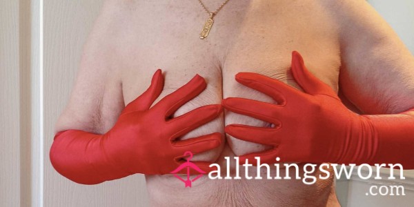 Red Satin Long Gloves