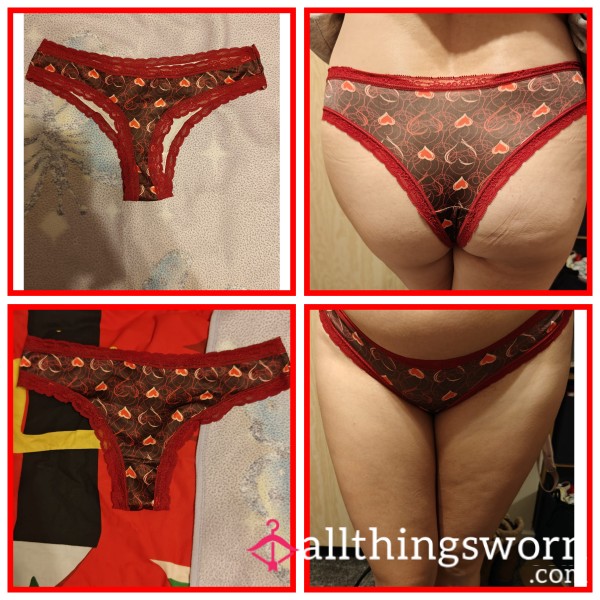 Red Satin Love Heart Thong