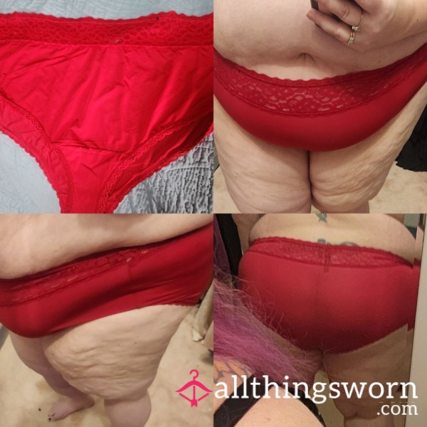 Red Second Skin Mid-Rise Cheeky Lace Trim Panty- Torrid Size 5