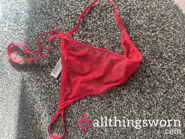 Red See Through Thong. Worn For 24hours