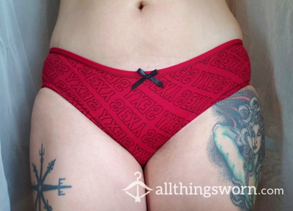 Red "s**y" Cotton Panties With Bow🎀