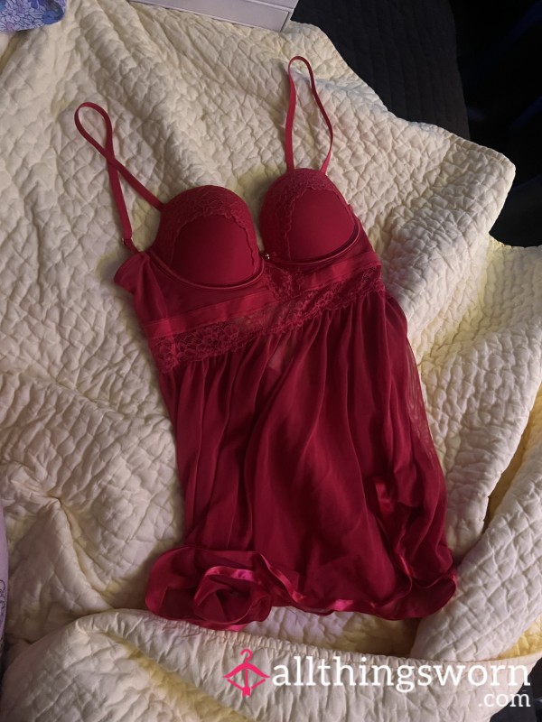 Red S**y Sheer Baby Doll Slip Lingerie