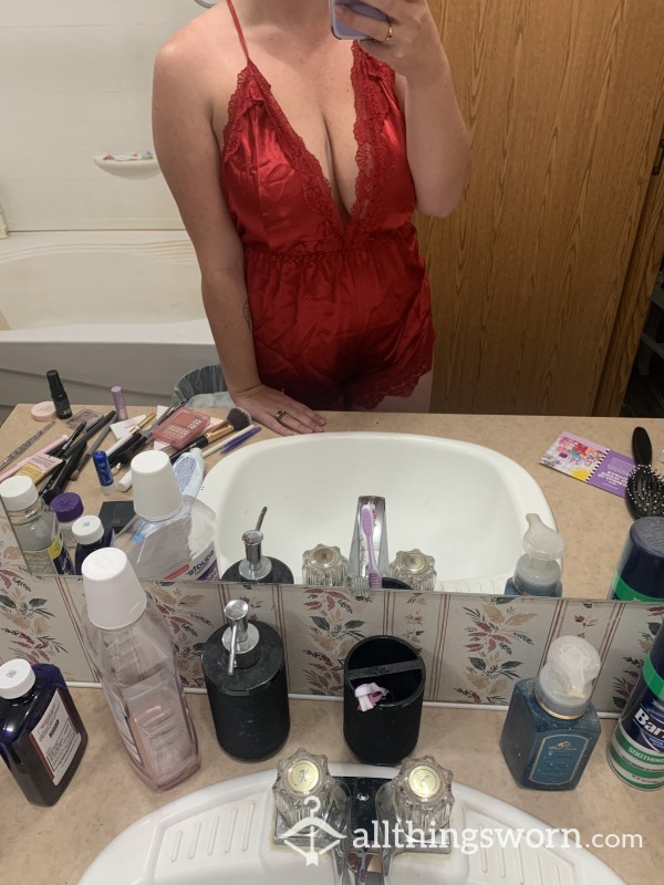 Red Silk Romper/nightwear