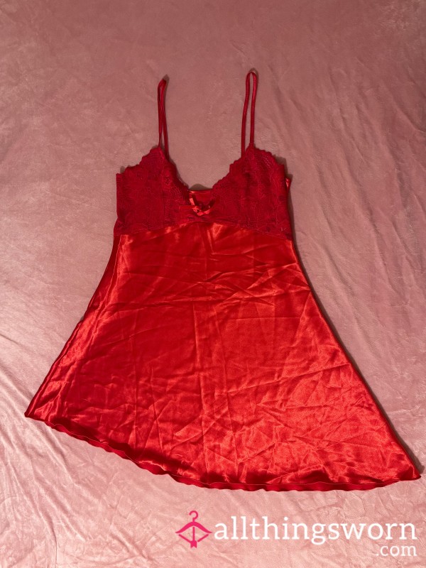 🌶️ Red Silky Smooth Satin Lace Nighty