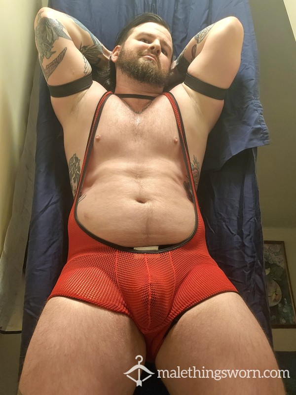 Red Singlet Worn By Sweaty Daddy Bear