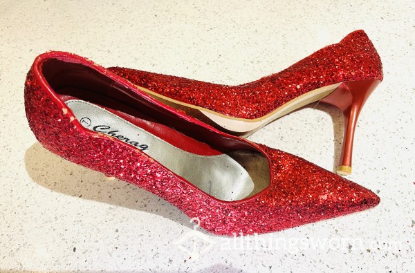 🎄 Red Sparkly Heels 🎄 Perfect For Christmas Dress Up