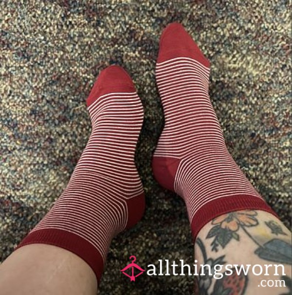 Red Striped Crew Socks