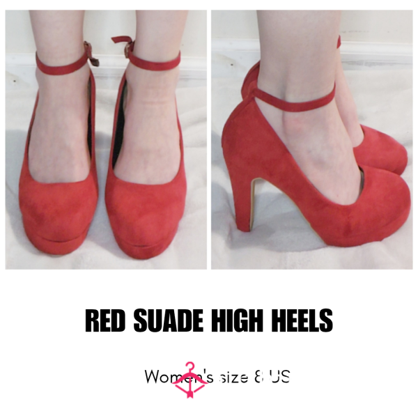 RED SUADE HIGH HEELS