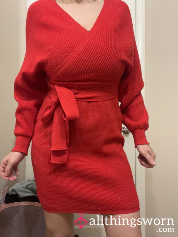 Red Sweater Dress ( Size M)