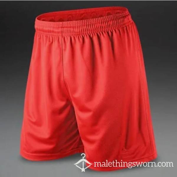 RED SWEATY FOOTBALL SHORTS