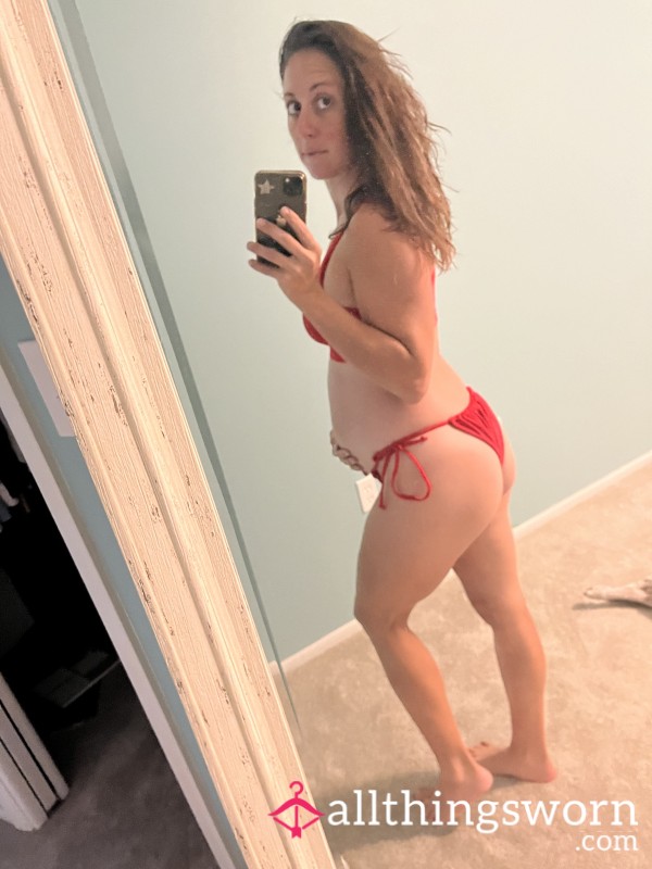 Red Swim Suit #19wks Pregnant