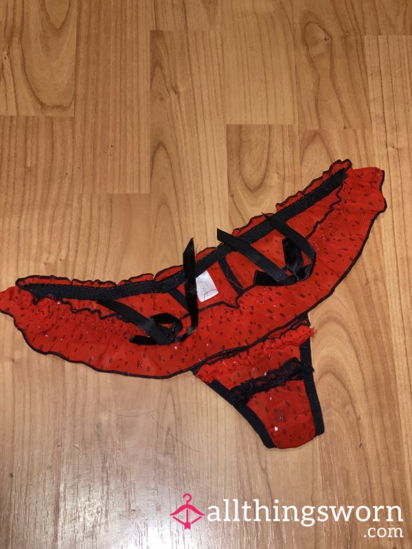 Red Thong With Frills