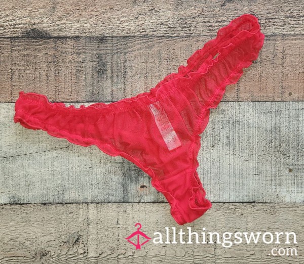 Red Valentine's Mesh Thongs Babygirl