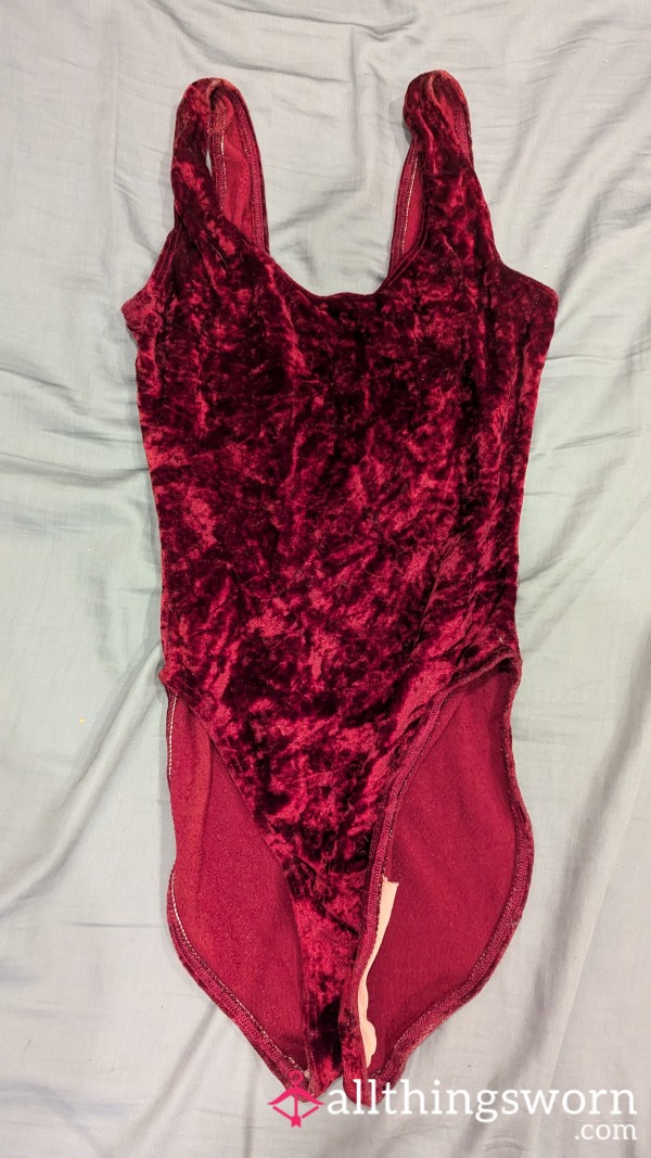 Red Velvet Leotard One Piece Lingerie