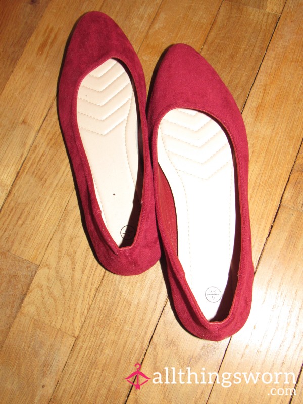 Red Velvet Pointed Ballet Flats🍎🍎*worn On Vacation*