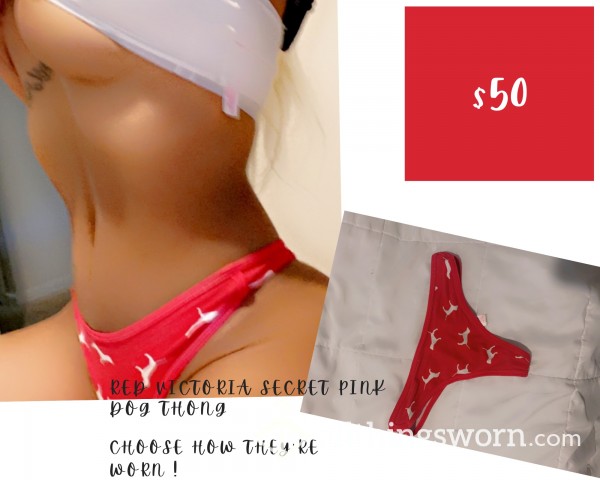 Red Victoria Secret Pink Dog Thong