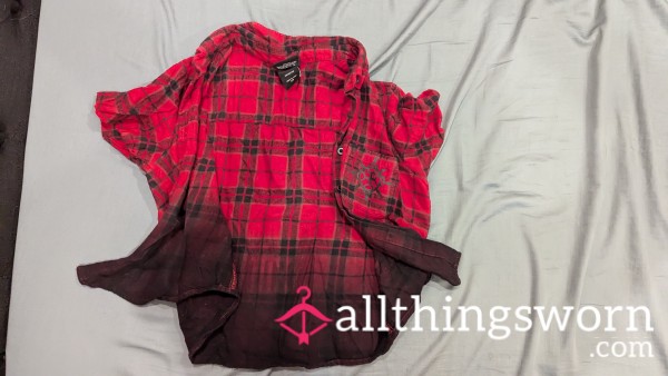 Red Video Game Crop Top Plaid Shirt