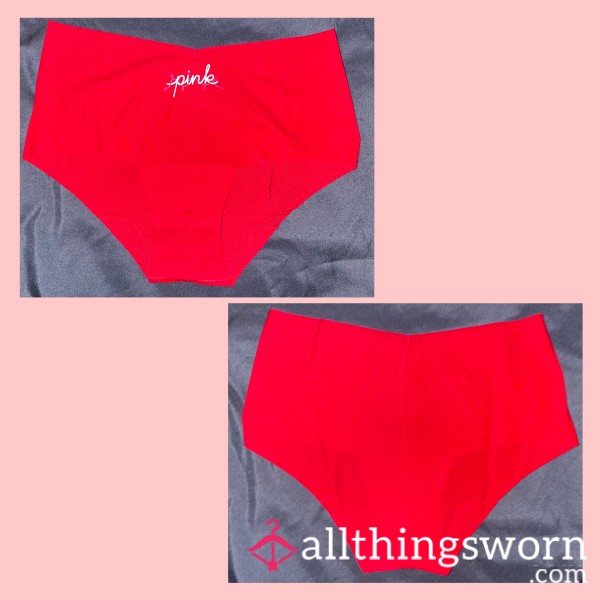 RED “VS PINK” CHRISTMAS NO-SHOW CHEEKY PANTIES MEDIUM - WORN FOR 24 HOURS 💦