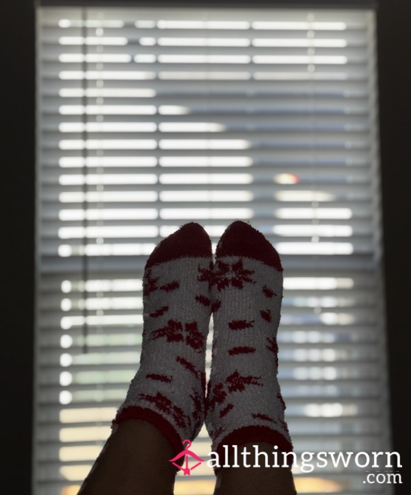 Red & White Fuzzy Socks