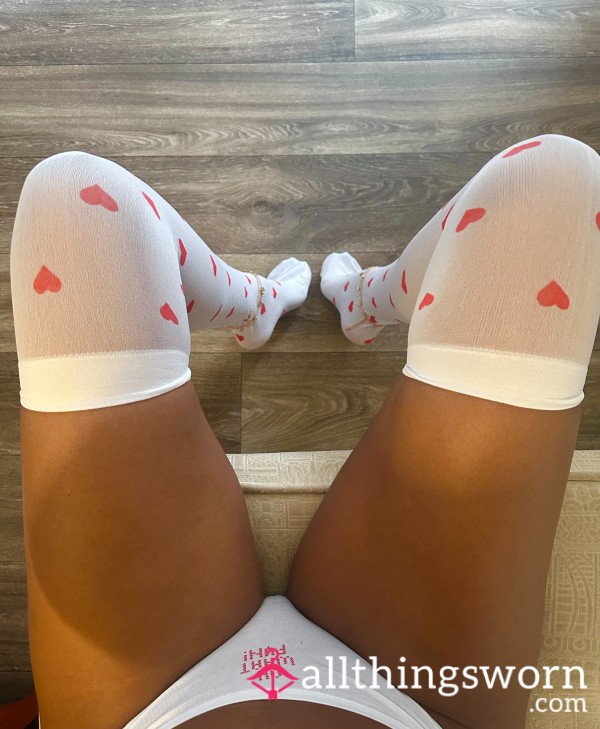 ❤️ Red + White Heart Stockings ❤️