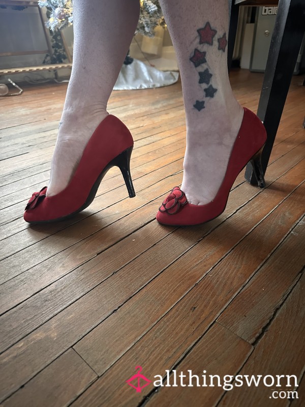 Red Work Heels Well Worn 8.5