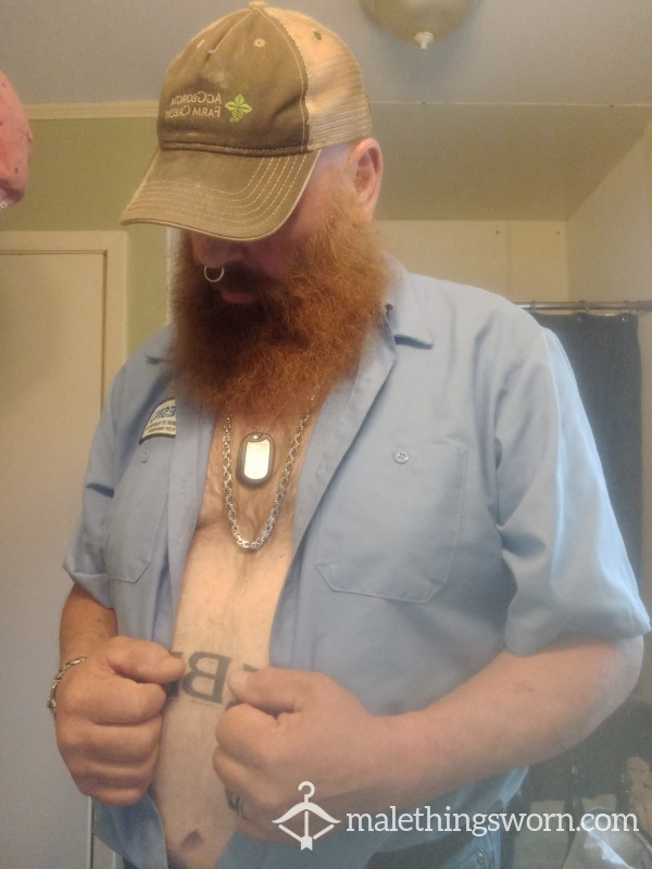 >>>SOLD<<<  Redhead Scottish Bear's Sweaty Construction Work-Worn 2XL Uniform Shirt