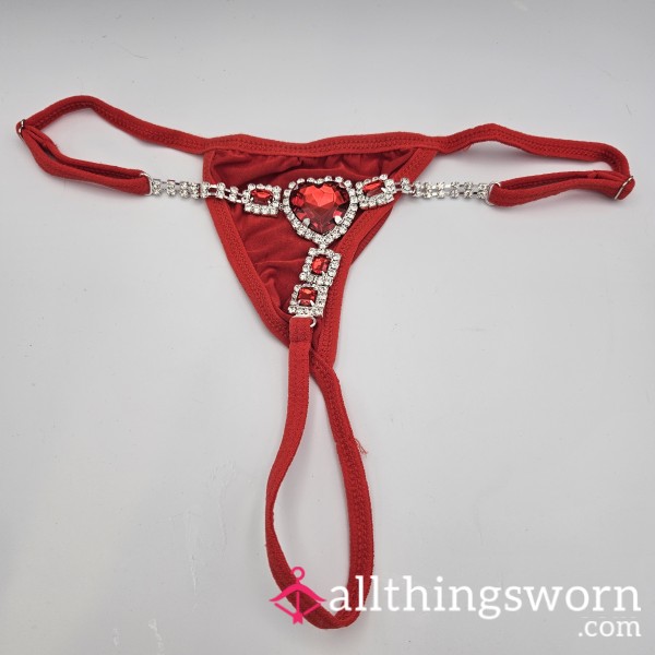 Rhinestone Heart Thong