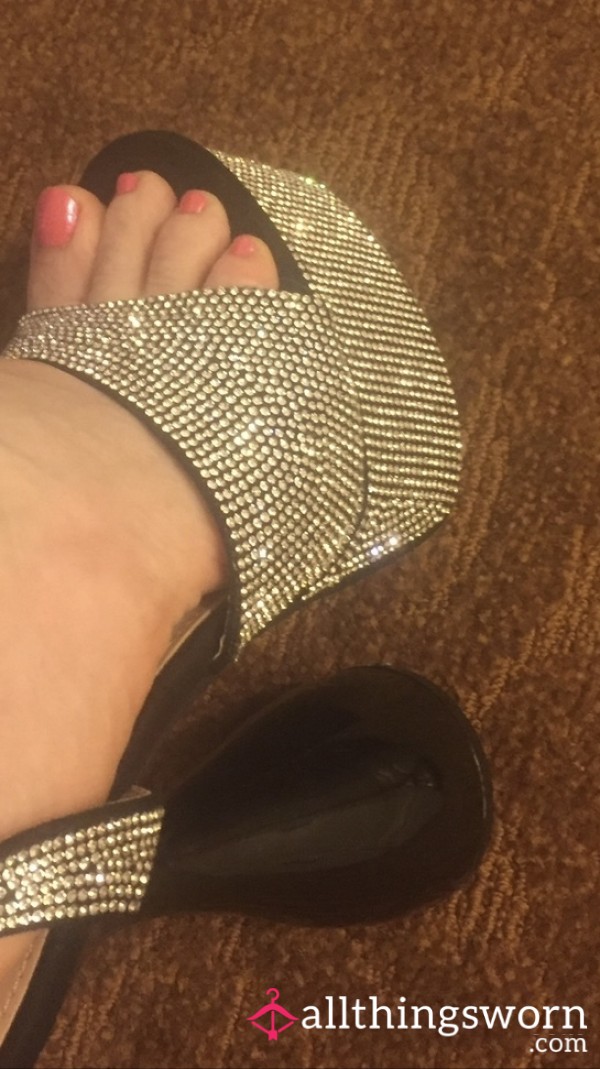 Rhinestone Platform Heals, Size 7 Worn On My Birthday And While I Got F**ked Like A Birthday Girl Deserves To Be F**ked. Sweet, Sweaty Smell❤️