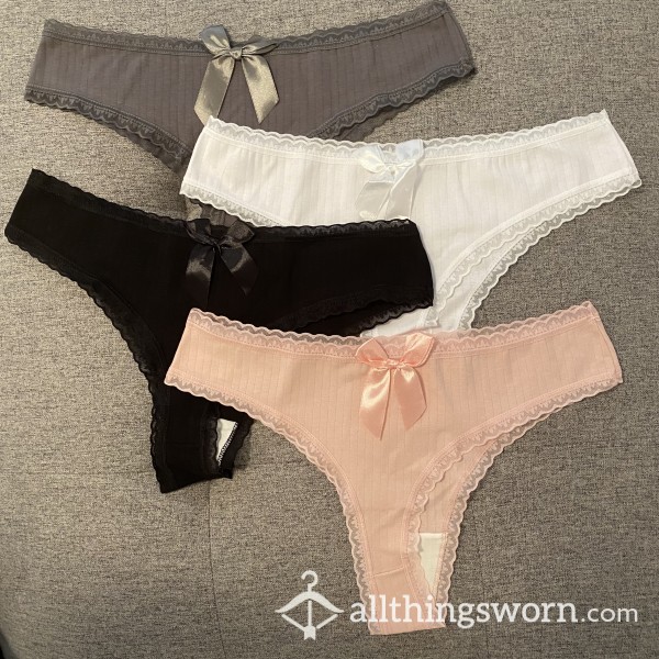 Ribbed Cheeky Panties With Bows 🎀