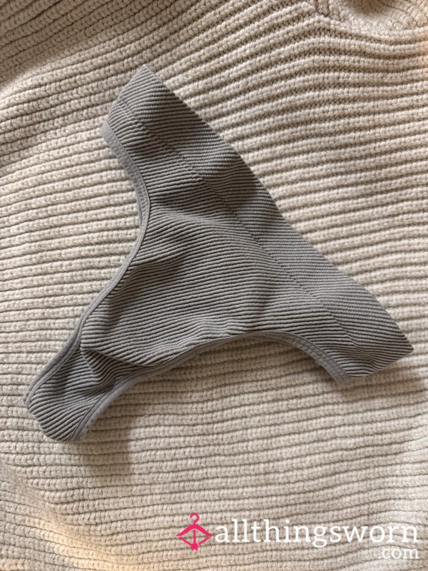 Ribbed Grey Thong - My Go To When Working Out