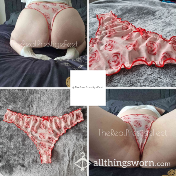 Rose Print Mesh Thong | Size 1XL | 2 Days Wear | Includes Photos & Premade Video | See Listing Photos For More Info - From £18.00 + P&P