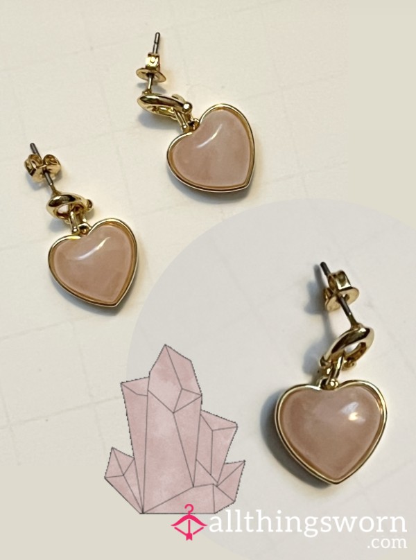 Rose Quartz Heart Earrings