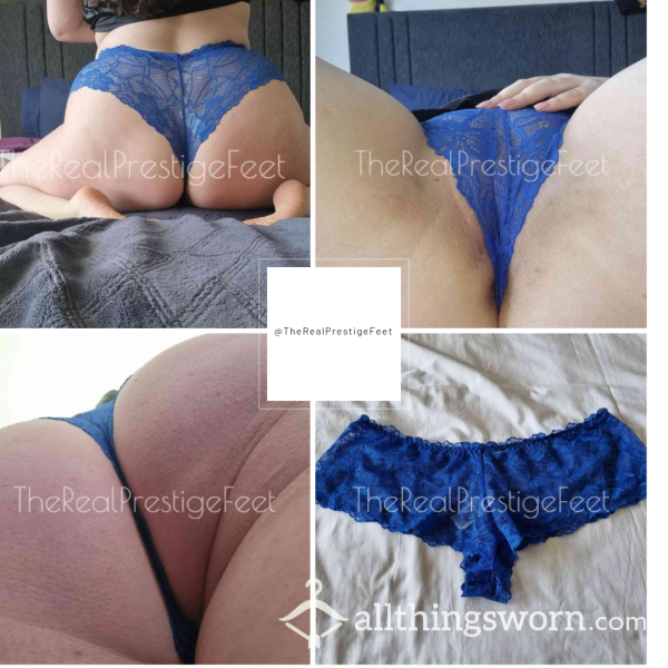 Royal Blue High Waisted Lace Panties | No Cotton Gusset | Size 1XL | 2 Days Wear | Includes Photos & Premade Video | See Listing Photos For More Info - From £18.00 + P&P