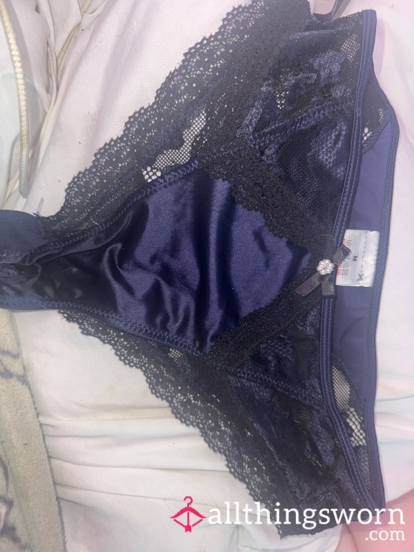 Royal Blue Lace Satin Panties Worn 3days ❤️