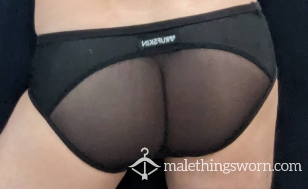 Rufskin S**y Black Sheer Bu*t Brief - Size SMALL